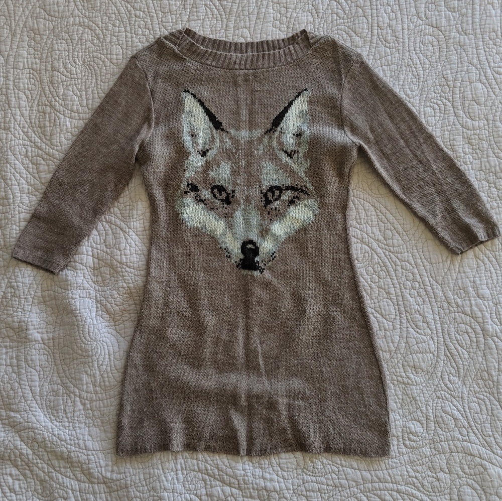 Fox print sweater tunic